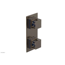 Phylrich 4-588-047X044 - Antique Brass Jolie Rectangular Thermostatic Trim With Diverter Or Volume Control, Square Cutaway