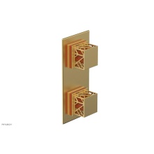 Phylrich 4-588-24BX042 - Burnished Gold Jolie Rectangular Thermostatic Trim With Diverter Or Volume Control, Square Cutaway
