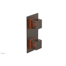 Phylrich 4-588-OEBX042 - Old English Brass Jolie Rectangular Thermostatic Trim With Diverter Or Volume Control, Square Cuta