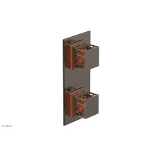 Phylrich 4-588-047X042 - Antique Brass Jolie Rectangular Thermostatic Trim With Diverter Or Volume Control, Square Cutaway