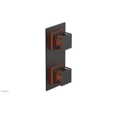 Phylrich 4-588-05WX042 - Weathered Copper Jolie Rectangular Thermostatic Trim With Diverter Or Volume Control, Square Cutaw