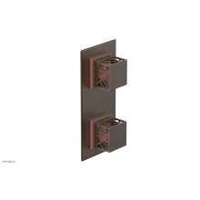 Phylrich 4-588-OEBX045 - Old English Brass Jolie Rectangular Thermostatic Trim With Diverter Or Volume Control, Square Cuta