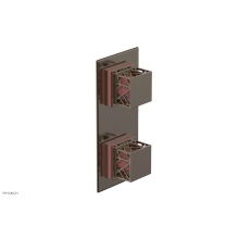 Phylrich 4-588-047X045 - Antique Brass Jolie Rectangular Thermostatic Trim With Diverter Or Volume Control, Square Cutaway