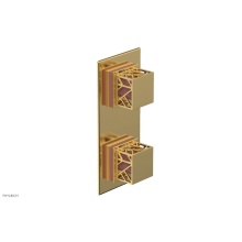 Phylrich 4-588/024X045 - Satin Gold Jolie Rectangular Thermostatic Trim With Diverter Or Volume Control, Square Cutaway Han