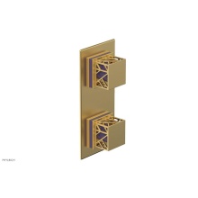 Phylrich 4-588-24BX046 - Burnished Gold Jolie Rectangular Thermostatic Trim With Diverter Or Volume Control, Square Cutaway