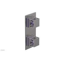Phylrich 4-588/26DX046 - Satin Chrome Jolie Rectangular Thermostatic Trim With Diverter Or Volume Control, Square Cutaway H