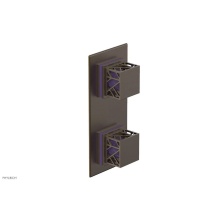 Phylrich 4-588-OEBX046 - Old English Brass Jolie Rectangular Thermostatic Trim With Diverter Or Volume Control, Square Cuta