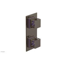 Phylrich 4-588-047X046 - Antique Brass Jolie Rectangular Thermostatic Trim With Diverter Or Volume Control, Square Cutaway