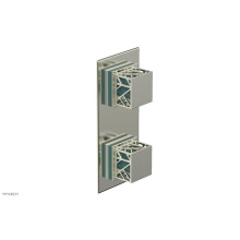 Phylrich 4-588/015X049 - Satin Nickel Jolie Rectangular Thermostatic Trim With Diverter Or Volume Control, Square Cutaway H