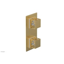 Phylrich 4-588-24BX051 - Burnished Gold Jolie Rectangular Thermostatic Trim With Diverter Or Volume Control, Square Cutaway