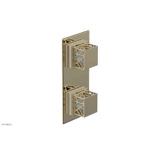 Phylrich 4-588-03UX051 - Polished Brass Uncoated (Living Finish) Jolie Rectangular Thermostatic Trim With Diverter Or Volum
