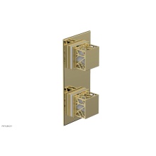 Phylrich 4-588-003X051 - Polished Brass Jolie Rectangular Thermostatic Trim With Diverter Or Volume Control, Square Cutaway