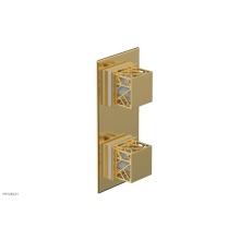 Phylrich 4-588-024X051 - Satin Gold Jolie Rectangular Thermostatic Trim With Diverter Or Volume Control, Square Cutaway Han