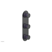 Phylrich 4-590-15GX046 - Gunmetal Gray Jolie Oval Thermostatic Trim With Two Volume Controls, Round Cutaway Handles, And Pu