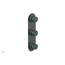 Phylrich 4-590-15GX049 - Gunmetal Gray Jolie Oval Thermostatic Trim With Two Volume Controls, Round Cutaway Handles, And Tu