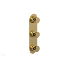 Phylrich 4-590-24BX041 - Burnished Gold Jolie Oval Thermostatic Trim With Two Volume Controls, Round Cutaway Handles, And B