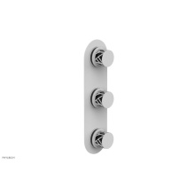 Phylrich 4-590-050X041 - Satin White Jolie Oval Thermostatic Trim With Two Volume Controls, Round Cutaway Handles, And Blac