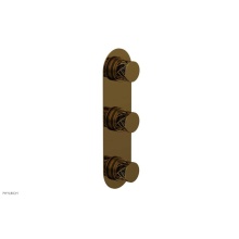 Phylrich 4-590-002X041 - French Brass (Living Finish) Jolie Oval Thermostatic Trim With Two Volume Controls, Round Cutaway