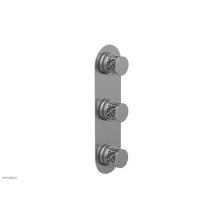 Phylrich 4-590/26DX048 - Satin Chrome Jolie Oval Thermostatic Trim With Two Volume Controls, Round Cutaway Handles, And Gre