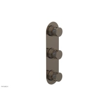 Phylrich 4-590-047X048 - Antique Brass Jolie Oval Thermostatic Trim With Two Volume Controls, Round Cutaway Handles, And Gr