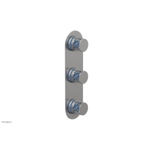 Phylrich 4-590/26DX043 - Satin Chrome Jolie Oval Thermostatic Trim With Two Volume Controls, Round Cutaway Handles, And Lig