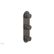 Phylrich 4-590-OEBX043 - Old English Brass Jolie Oval Thermostatic Trim With Two Volume Controls, Round Cutaway Handles, An