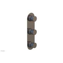 Phylrich 4-590-047X043 - Antique Brass Jolie Oval Thermostatic Trim With Two Volume Controls, Round Cutaway Handles, And Li