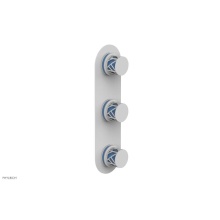 Phylrich 4-590-050X043 - Satin White Jolie Oval Thermostatic Trim With Two Volume Controls, Round Cutaway Handles, And Ligh