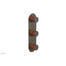 Phylrich 4-590-OEBX042 - Old English Brass Jolie Oval Thermostatic Trim With Two Volume Controls, Round Cutaway Handles, An