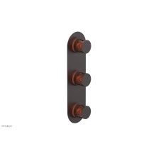 Phylrich 4-590-05WX042 - Weathered Copper Jolie Oval Thermostatic Trim With Two Volume Controls, Round Cutaway Handles, And