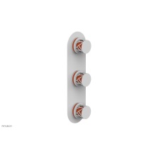 Phylrich 4-590-050X042 - Satin White Jolie Oval Thermostatic Trim With Two Volume Controls, Round Cutaway Handles, And Oran