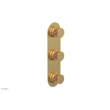 Phylrich 4-590-24BX045 - Burnished Gold Jolie Oval Thermostatic Trim With Two Volume Controls, Round Cutaway Handles, And P
