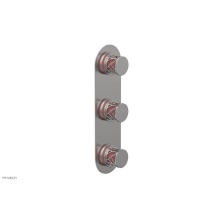 Phylrich 4-590/26DX045 - Satin Chrome Jolie Oval Thermostatic Trim With Two Volume Controls, Round Cutaway Handles, And Pin