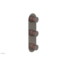 Phylrich 4-590/15AX045 - Pewter Jolie Oval Thermostatic Trim With Two Volume Controls, Round Cutaway Handles, And Pink Acce