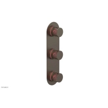 Phylrich 4-590-OEBX045 - Old English Brass Jolie Oval Thermostatic Trim With Two Volume Controls, Round Cutaway Handles, An