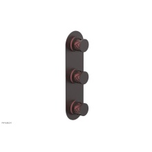 Phylrich 4-590-05WX045 - Weathered Copper Jolie Oval Thermostatic Trim With Two Volume Controls, Round Cutaway Handles, And
