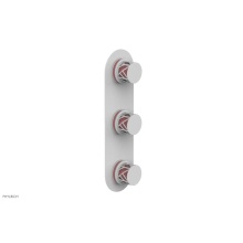 Phylrich 4-590-050X045 - Satin White Jolie Oval Thermostatic Trim With Two Volume Controls, Round Cutaway Handles, And Pink