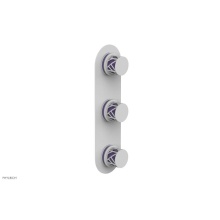 Phylrich 4-590-050X046 - Satin White Jolie Oval Thermostatic Trim With Two Volume Controls, Round Cutaway Handles, And Purp