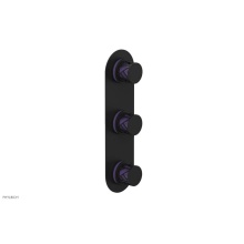 Phylrich 4-590/040X046 - Matte Black Jolie Oval Thermostatic Trim With Two Volume Controls, Round Cutaway Handles, And Purp