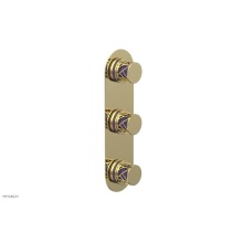 Phylrich 4-590/003X046 - Polished Brass Jolie Oval Thermostatic Trim With Two Volume Controls, Round Cutaway Handles, And P