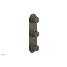 Phylrich 4-590-OEBX049 - Old English Brass Jolie Oval Thermostatic Trim With Two Volume Controls, Round Cutaway Handles, An