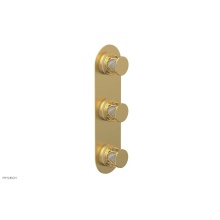 Phylrich 4-590-24BX051 - Burnished Gold Jolie Oval Thermostatic Trim With Two Volume Controls, Round Cutaway Handles, And G