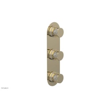 Phylrich 4-590-03UX051 - Polished Brass Uncoated (Living Finish) Jolie Oval Thermostatic Trim With Two Volume Controls, Rou