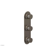 Phylrich 4-590-OEBX051 - Old English Brass Jolie Oval Thermostatic Trim With Two Volume Controls, Round Cutaway Handles, An