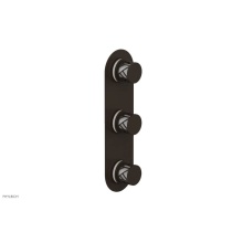 Phylrich 4-590-11BX051 - Antique Bronze Jolie Oval Thermostatic Trim With Two Volume Controls, Round Cutaway Handles, And G
