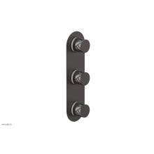 Phylrich 4-590-05WX051 - Weathered Copper Jolie Oval Thermostatic Trim With Two Volume Controls, Round Cutaway Handles, And