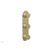 Phylrich 4-590-003X051 - Polished Brass Jolie Oval Thermostatic Trim With Two Volume Controls, Round Cutaway Handles, And G