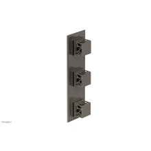 Phylrich 4-591/15AX041 - Pewter Jolie Oval Thermostatic Trim With Two Volume Controls, Square Cutaway Handles, And Black Ac