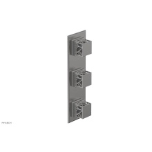 Phylrich 4-591/26DX048 - Satin Chrome Jolie Oval Thermostatic Trim With Two Volume Controls, Square Cutaway Handles, And Gr