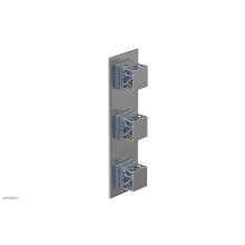 Phylrich 4-591/26DX043 - Satin Chrome Jolie Oval Thermostatic Trim With Two Volume Controls, Square Cutaway Handles, And Li